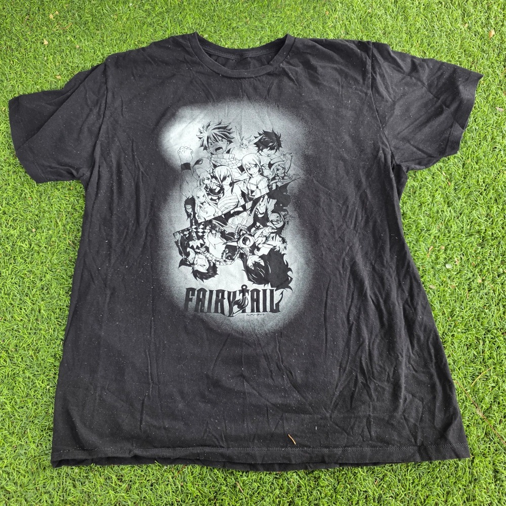 Fairy Tail Anime Graphic T-Shirt Mens Large Black Short Sleeve Hiro Mashima Tee - Picture 1 of 3